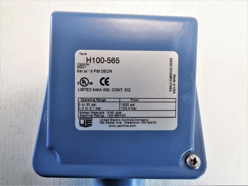 United Electric Pressure Switch #H100-565